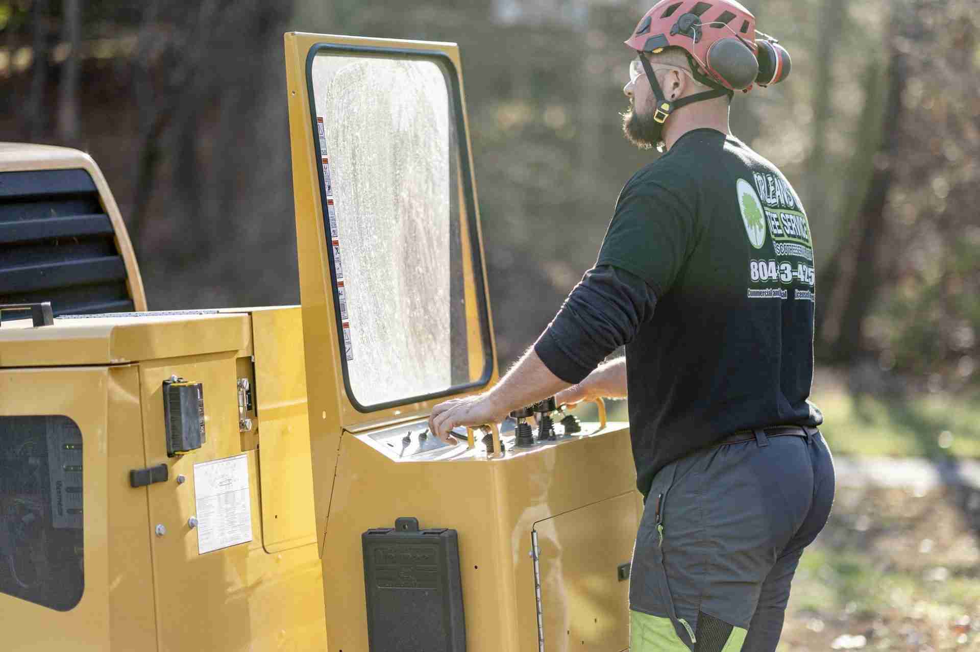 Orleans Co. Richmond stump grinding team at work for a local customer